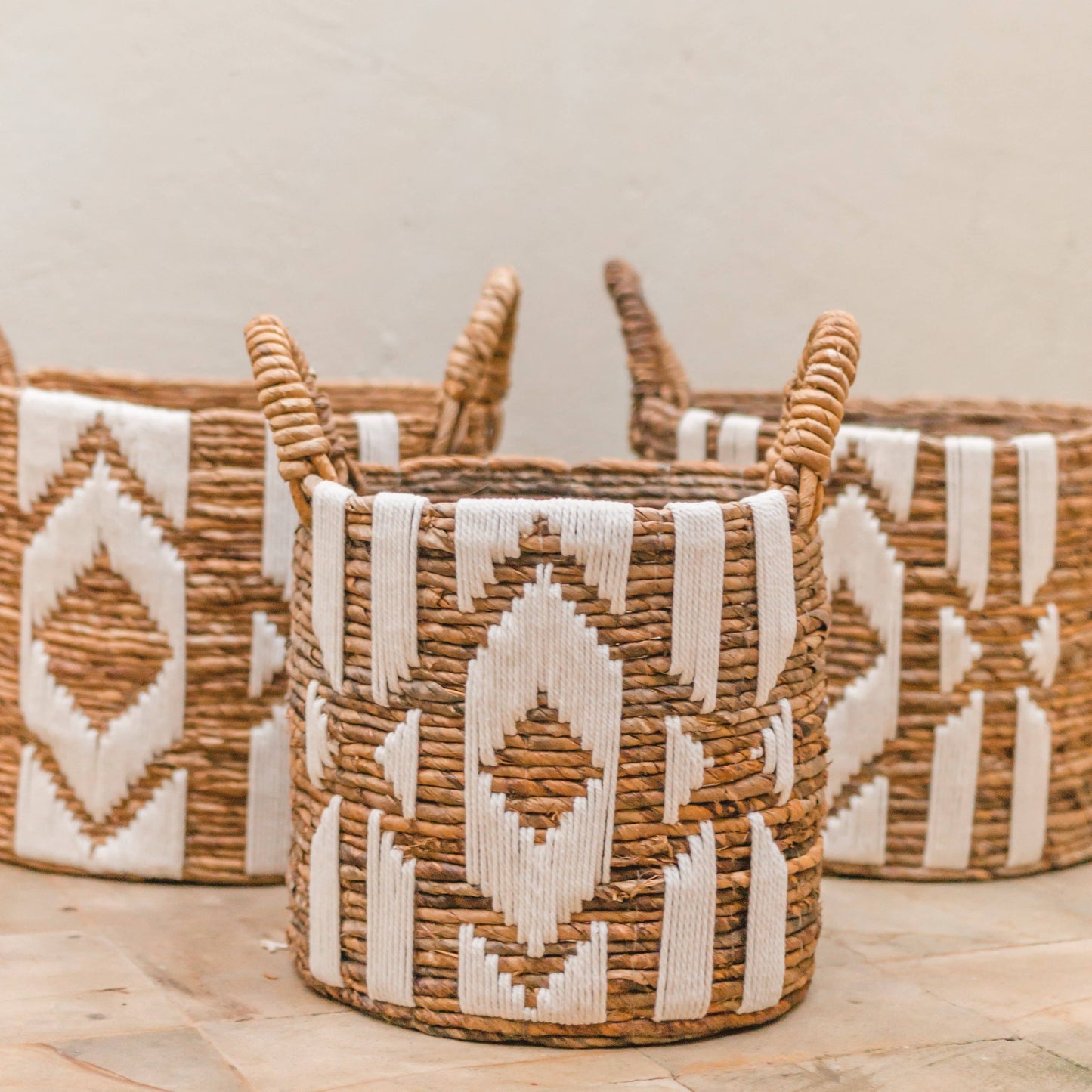 Set de 3 cestas tipo bohemio