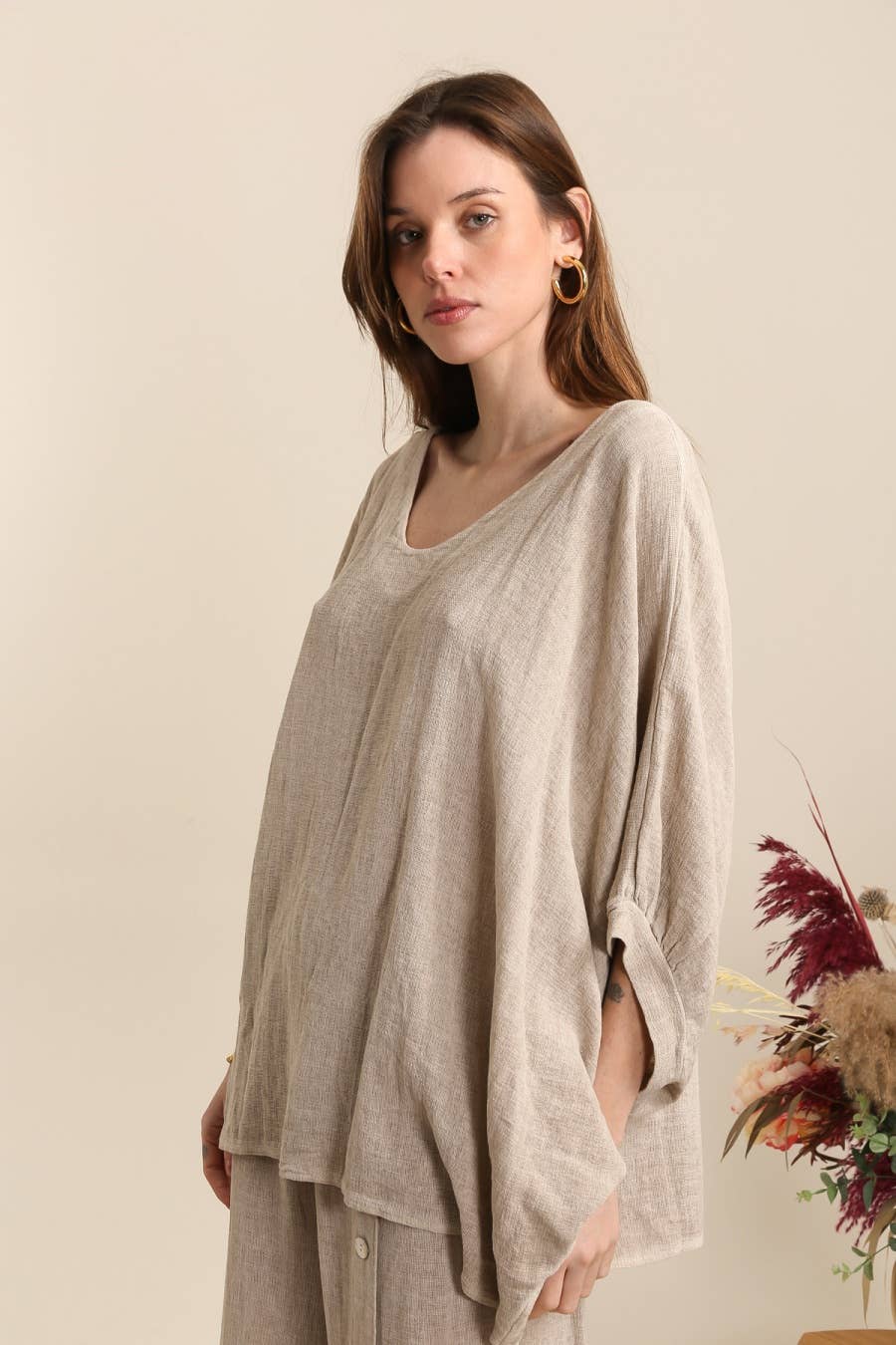 Blouse in 50% linen and 50% cotton