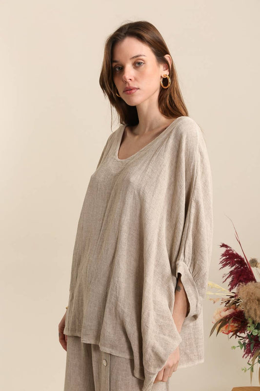 Blouse in 50% linen and 50% cotton