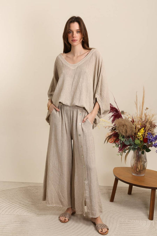 Pants in 50% cotton 50% linen