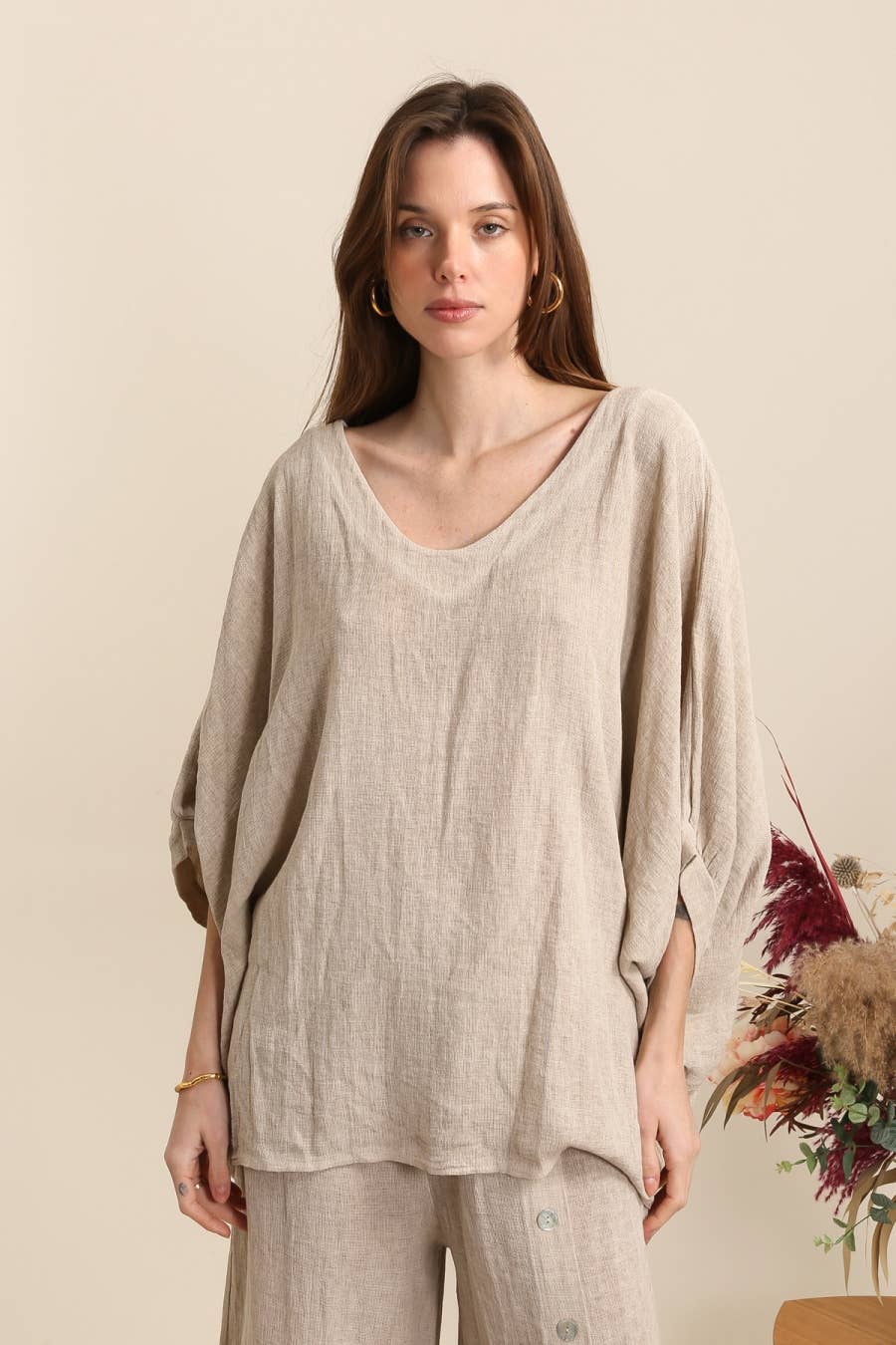 Blouse in 50% linen and 50% cotton