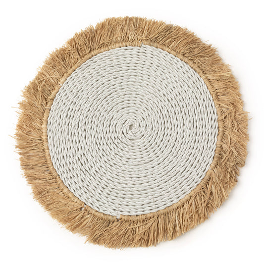 Mantel individual de rafia Seagrass, blanco natural